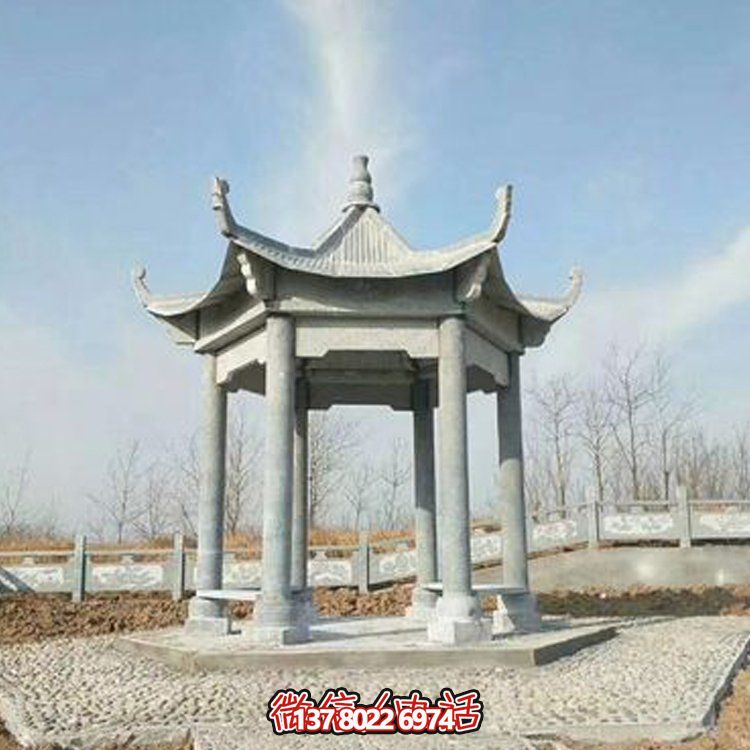 中式園林石亭恢復古樸，演繹雄偉