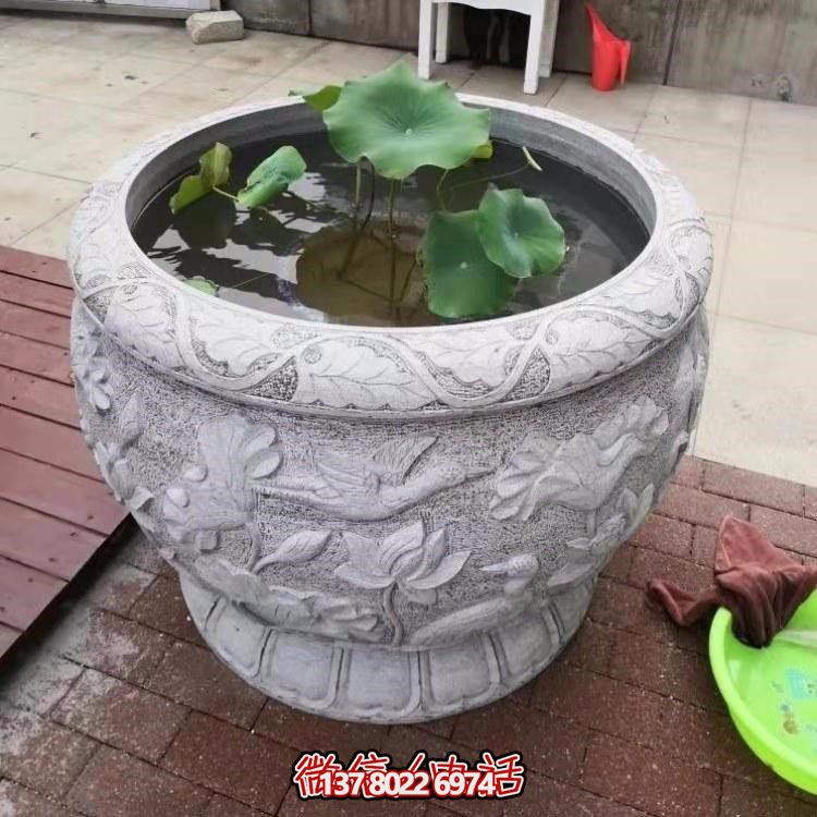 精美絕倫，濃濃古典風(fēng)情歐式別墅大理石浮雕魚缸擺件