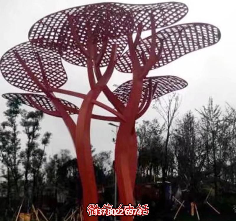 兒童安全游樂園，不銹鋼網格樹雕塑裝置