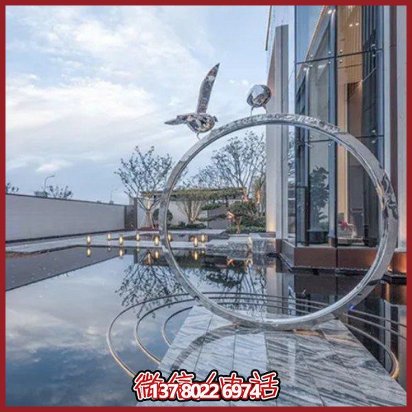 創意不銹鋼圓環雕塑——為酒店會所、戶外景觀增添幾何美感