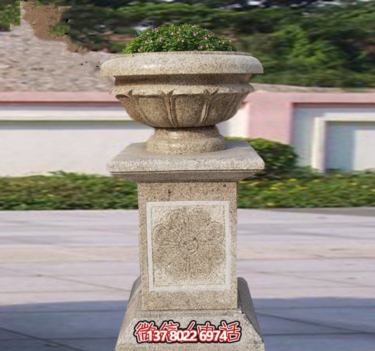 精美石雕花缽，添彰歐式庭院裝飾