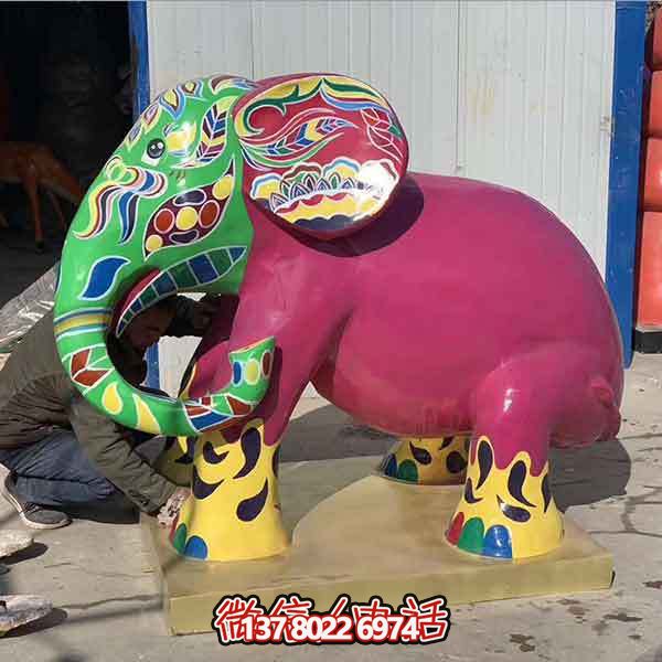 玻璃鋼雕塑大象，彩繪園林景觀