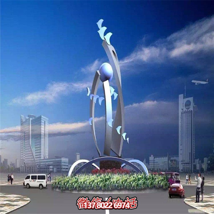 大型不銹鋼抽象藝術飛翔雕塑，豐富景觀廣場