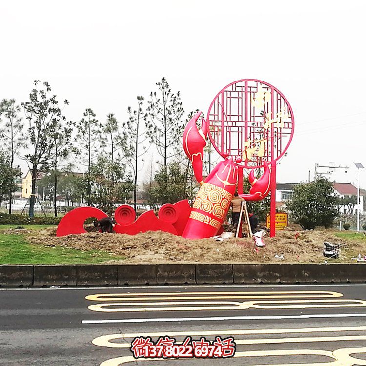 大型玻璃鋼龍蝦模型雕塑，裝飾城市街道邊