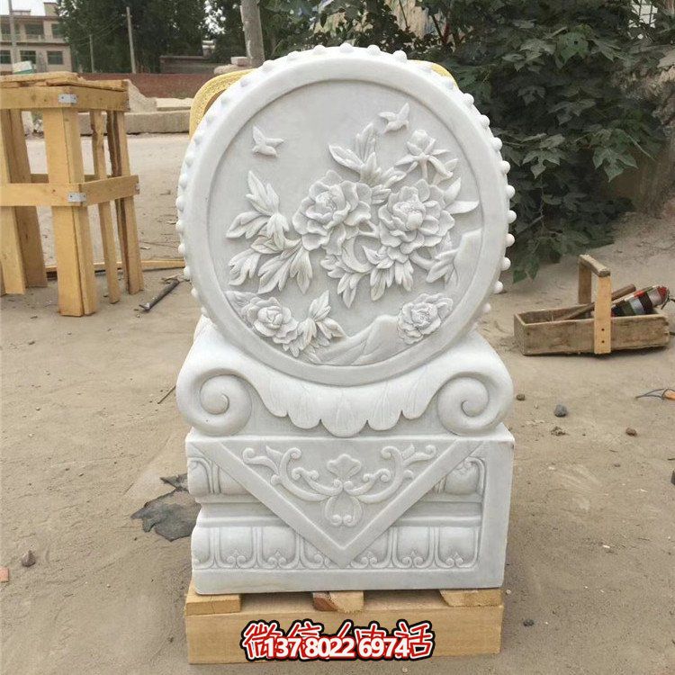 經典石雕藝術，漢白玉石雕大理石門口門墩鎮宅鼓抱雕塑戶外裝飾