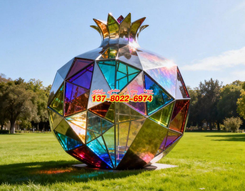 《晶簇同心?榴韻華章》：不銹鋼景觀雕塑凝萃石榴意象，織就民族團結的絢爛符號